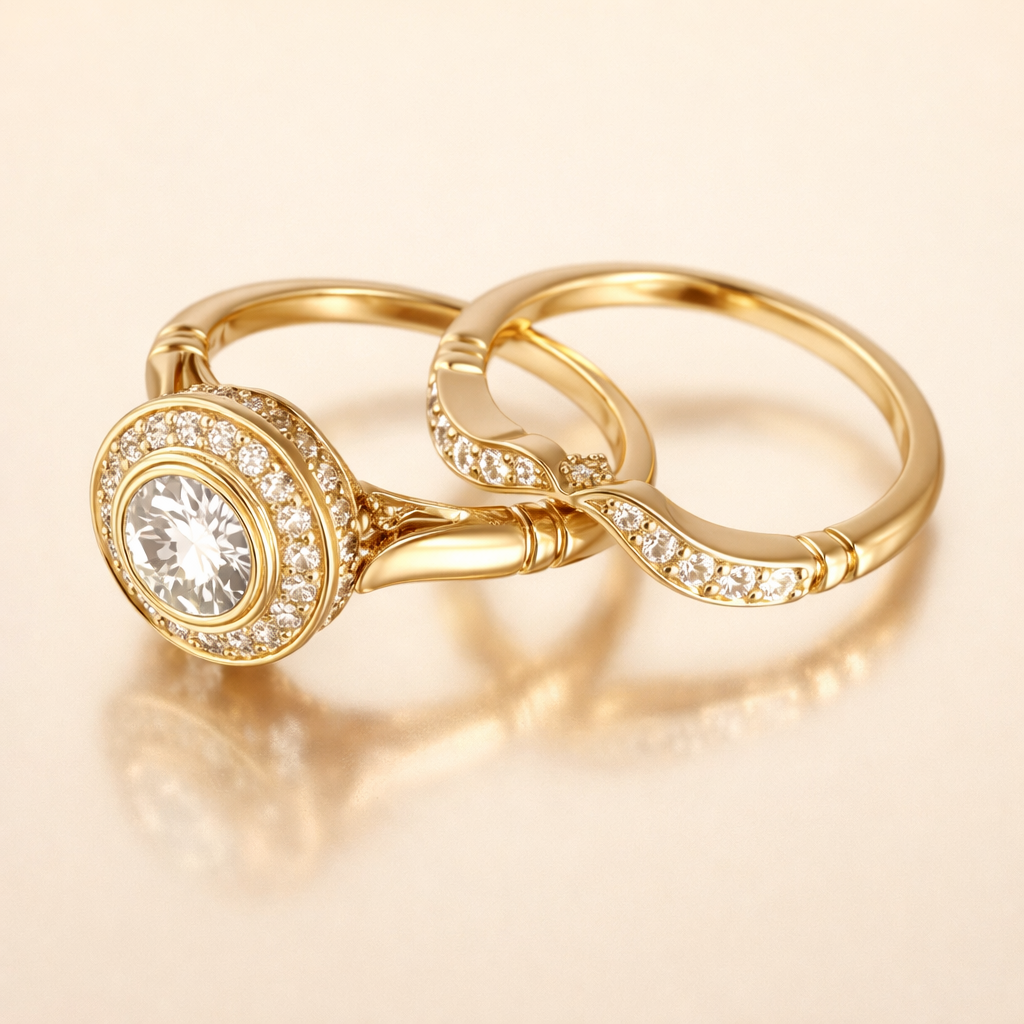 Elegante gouden ring met zirkonia in vintage stijl