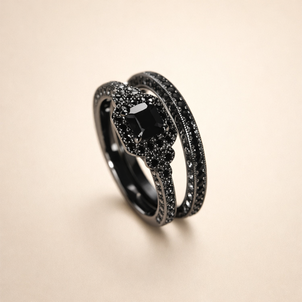 Elegante zwarte zirkonia ring