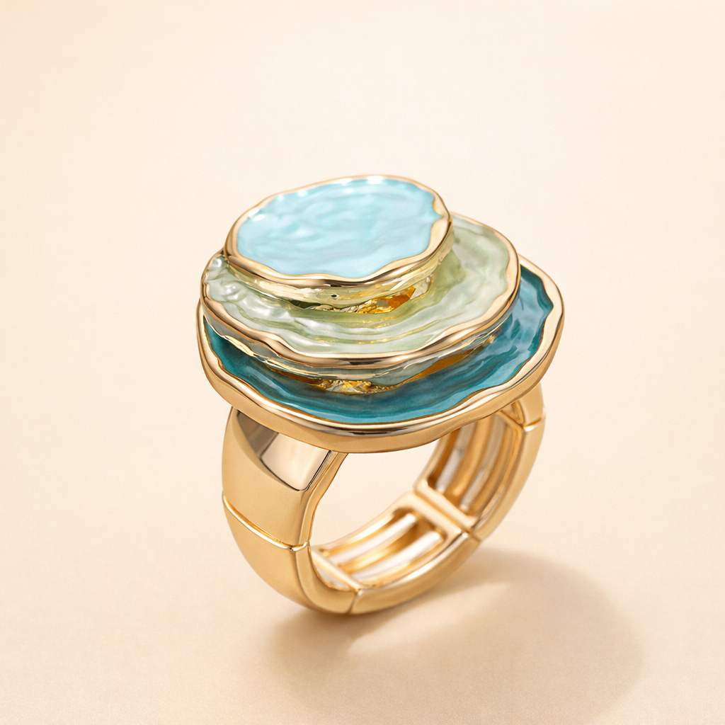 Elegante drie-laags ring in emaille