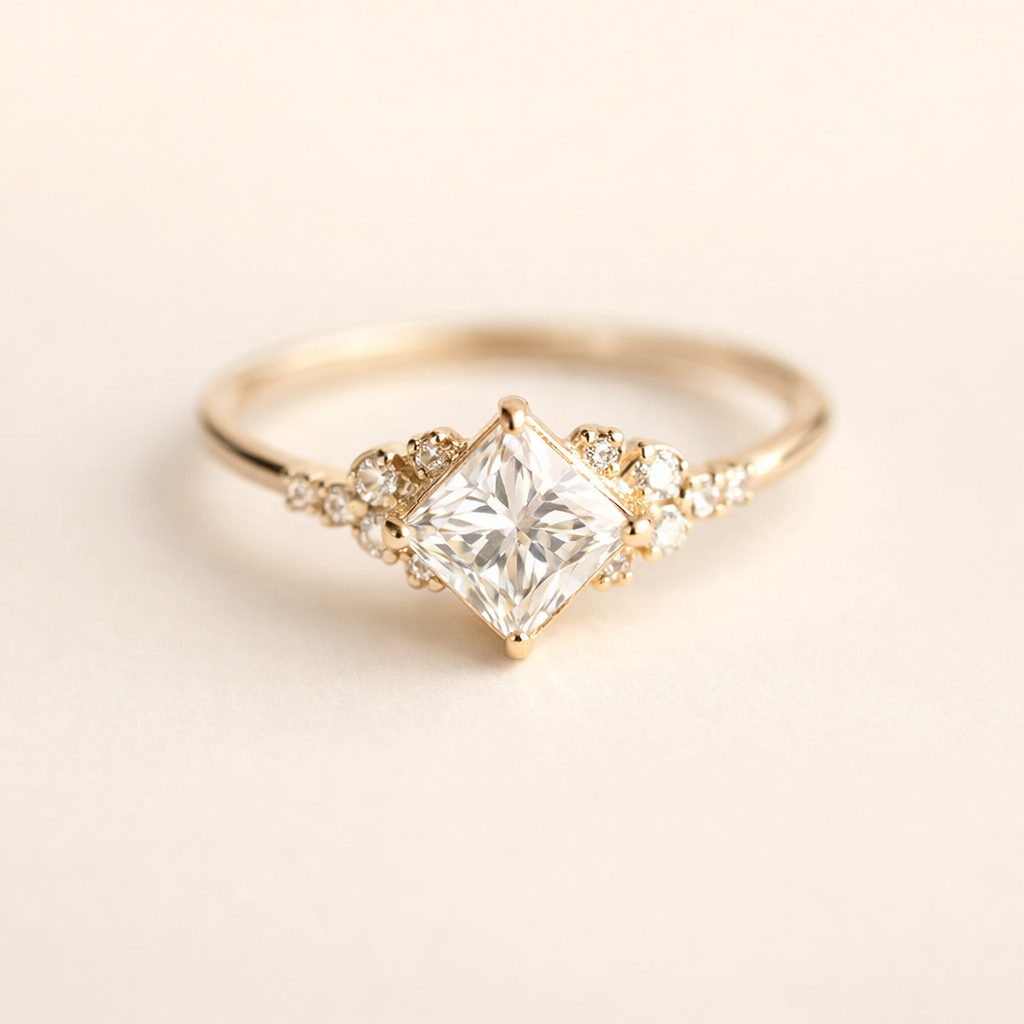 Zachte roségouden ring met verfijnde zirkonia details