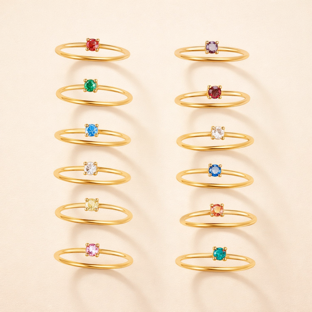 Zachte gouden ring met geboortesteen