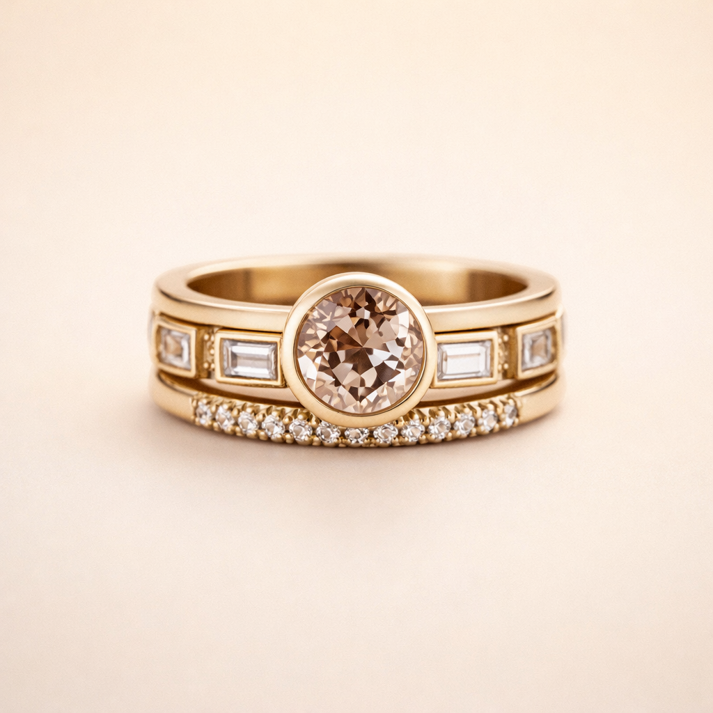 Verfijnde gouden ring met inleg van kristal