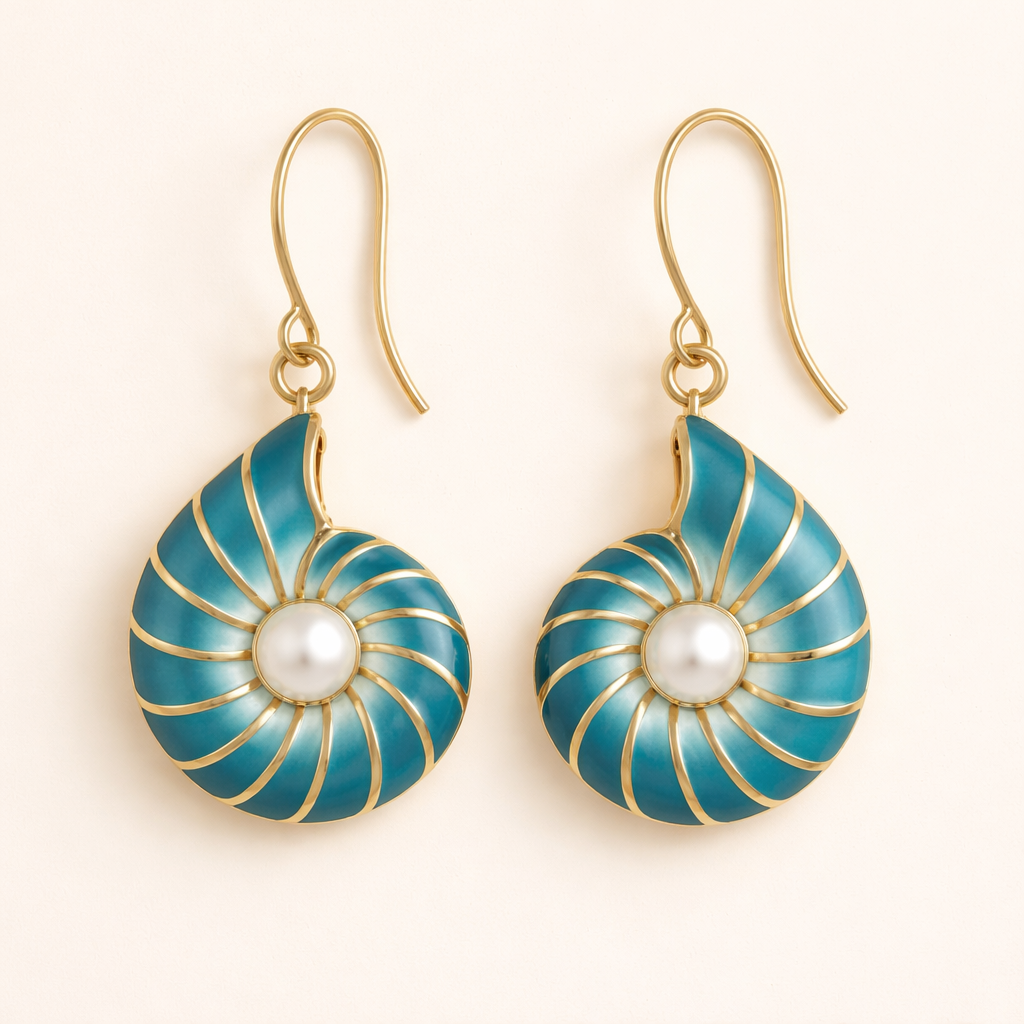 Zachte parelmoer oorbellen met schelpdetails