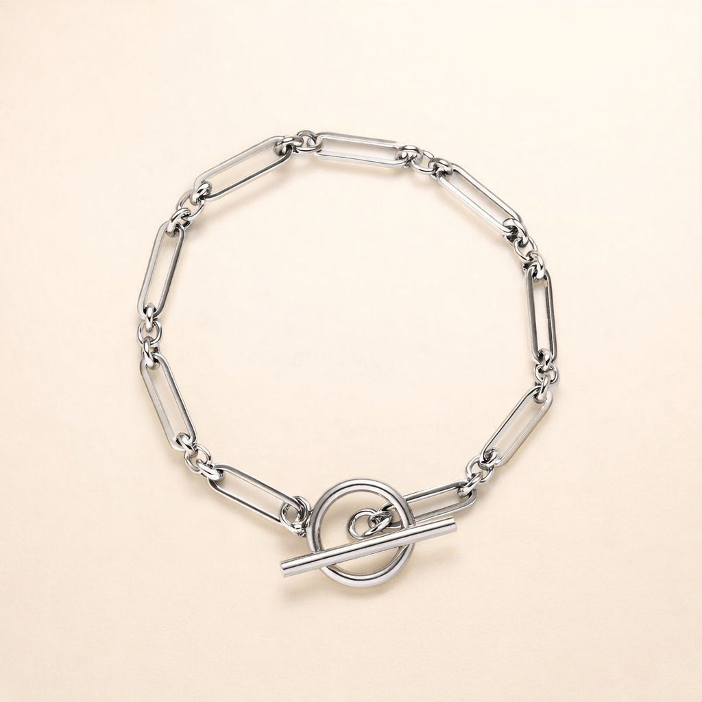 Elegante T-Bar armband in wit goud