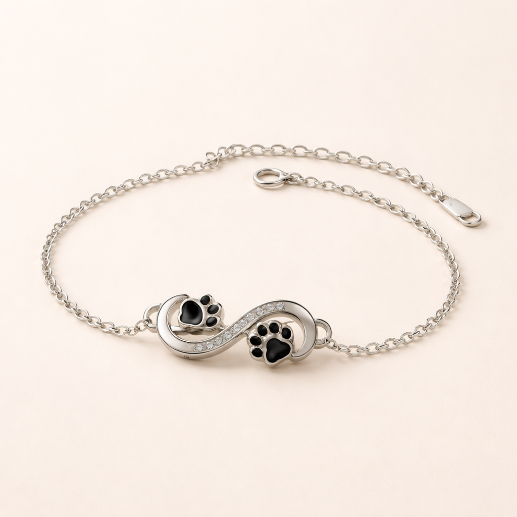 Oneindig Symbool Hanger Huisdier Poot Armband met Zirconia