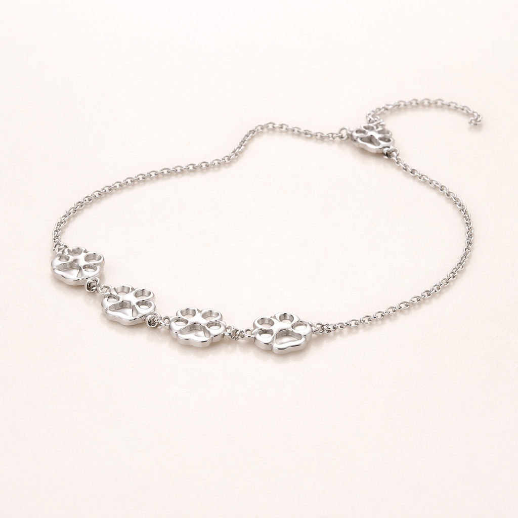 Sterling Zilveren Pootafdruk Armband – Verstelbare Pasvorm