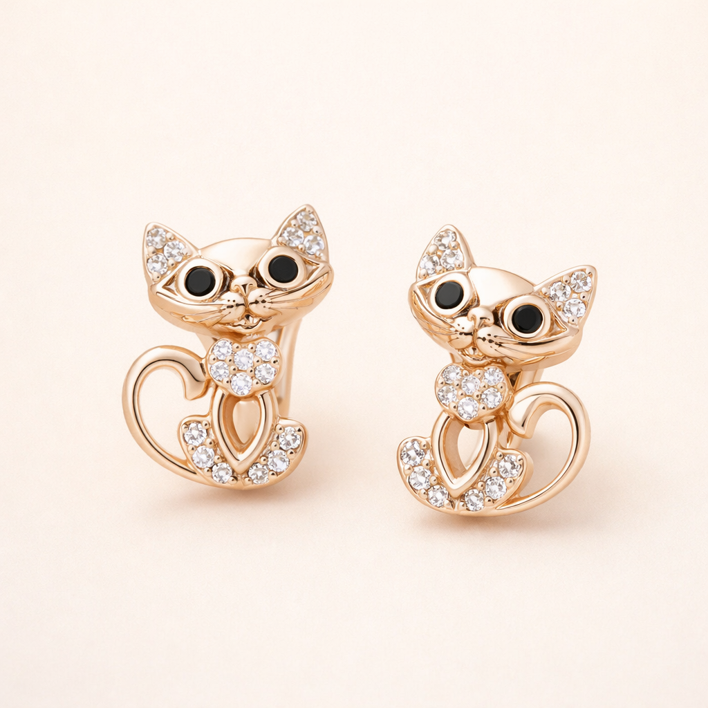 Elegante Zirkonia Kitty Oorbellen