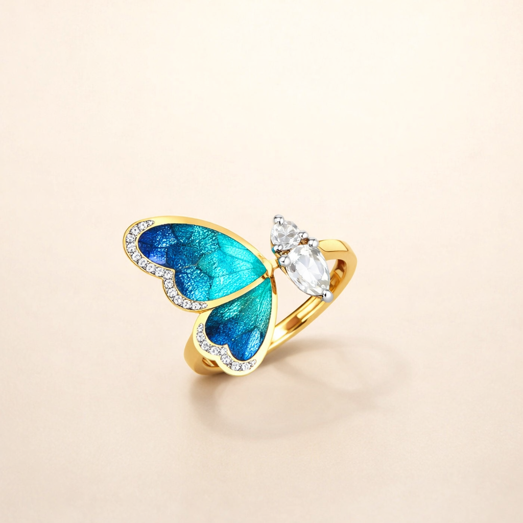 Blauwe Vlinder Dromen Ring