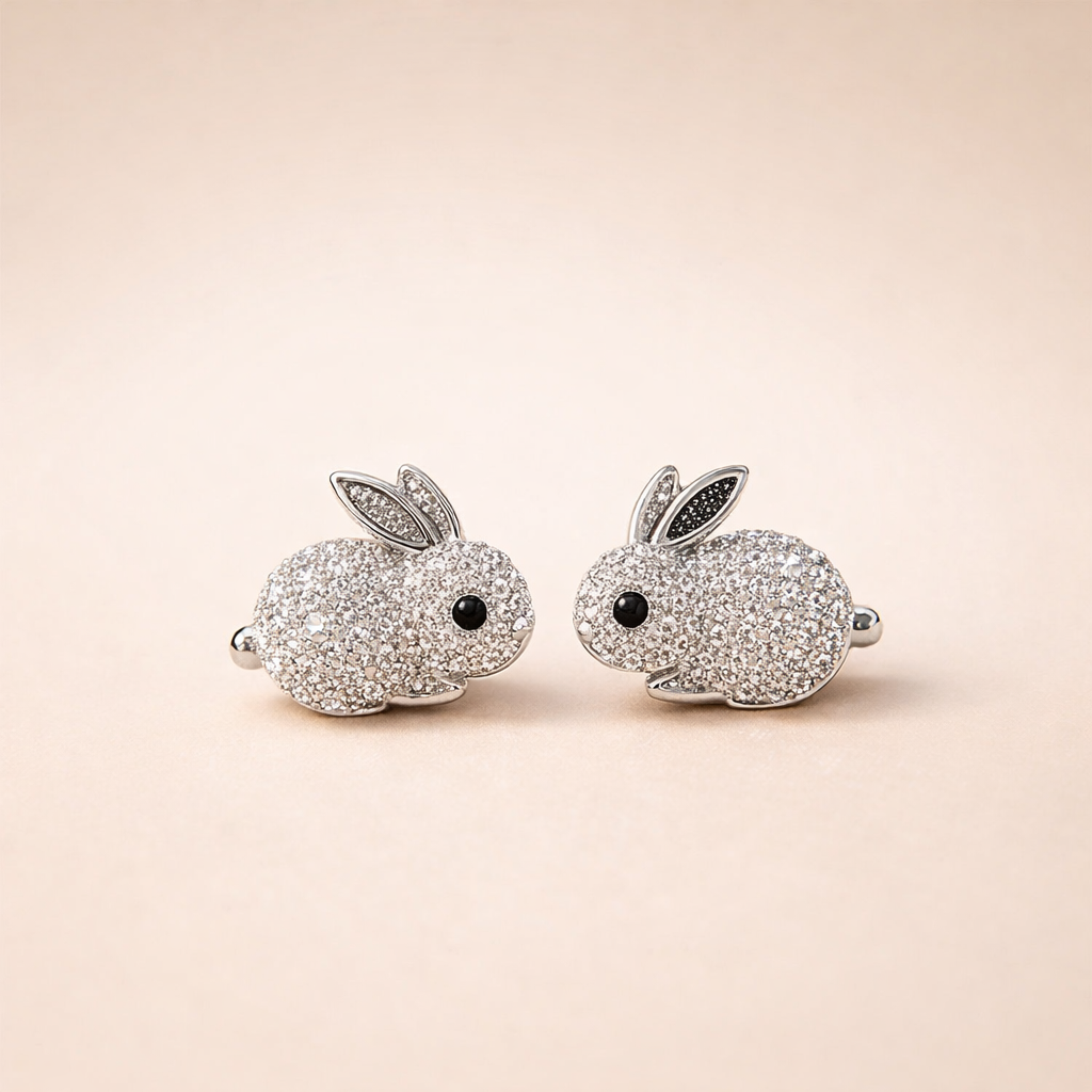 Schattige Konijn Crystal Stud Oorbellen