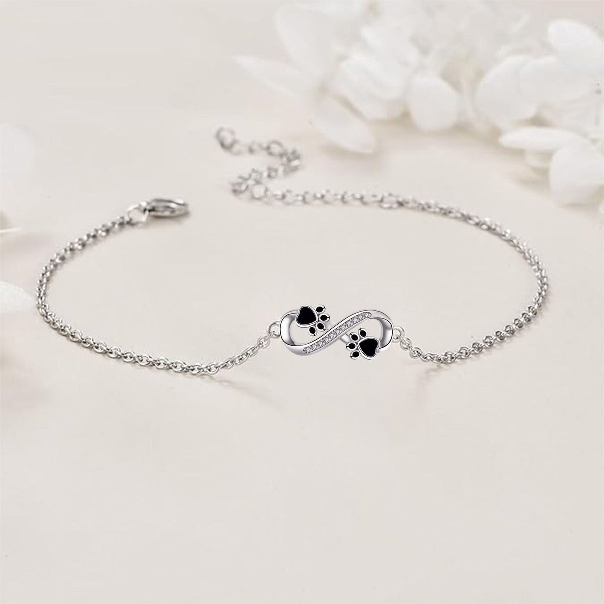 Oneindig Symbool Hanger Huisdier Poot Armband met Zirconia