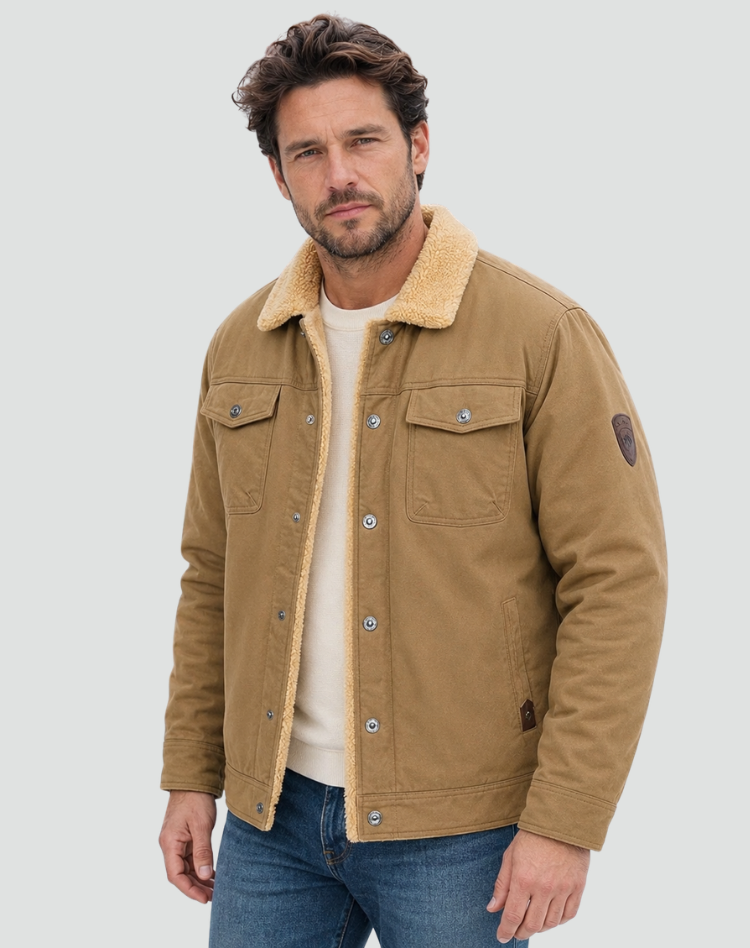 Sherpa Fleece Jas Heren Gevoerd Drukknopen Borstzakken