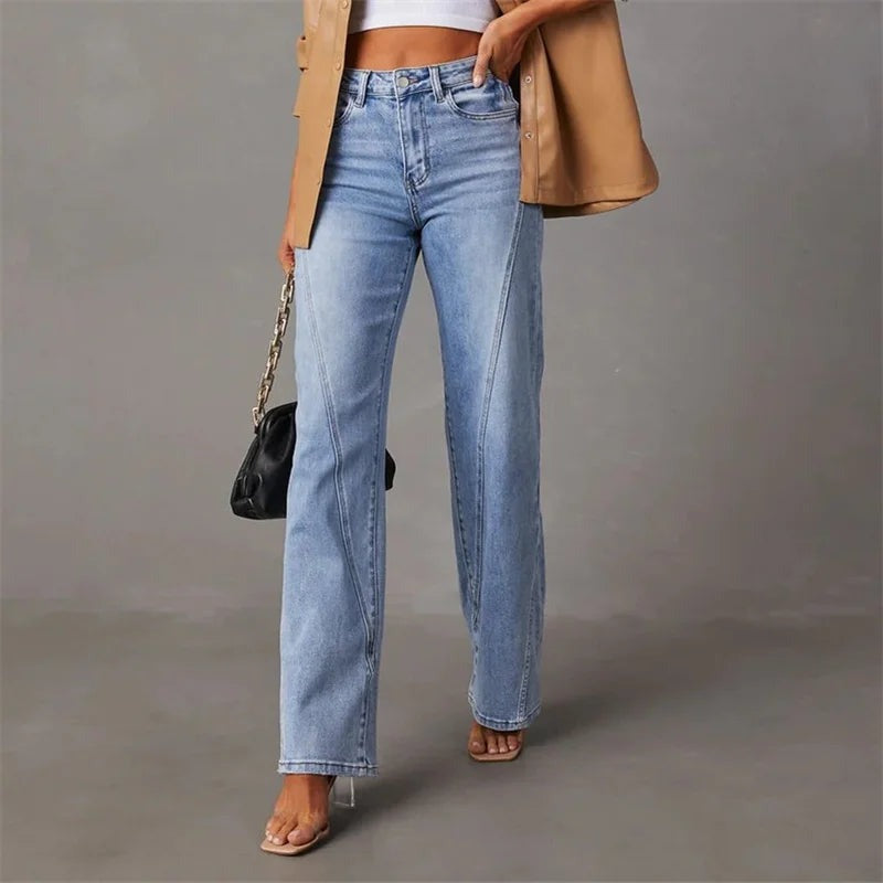 Wijde Pijpen Jeans Voor Dames Met Hoge Taille Pasvorm