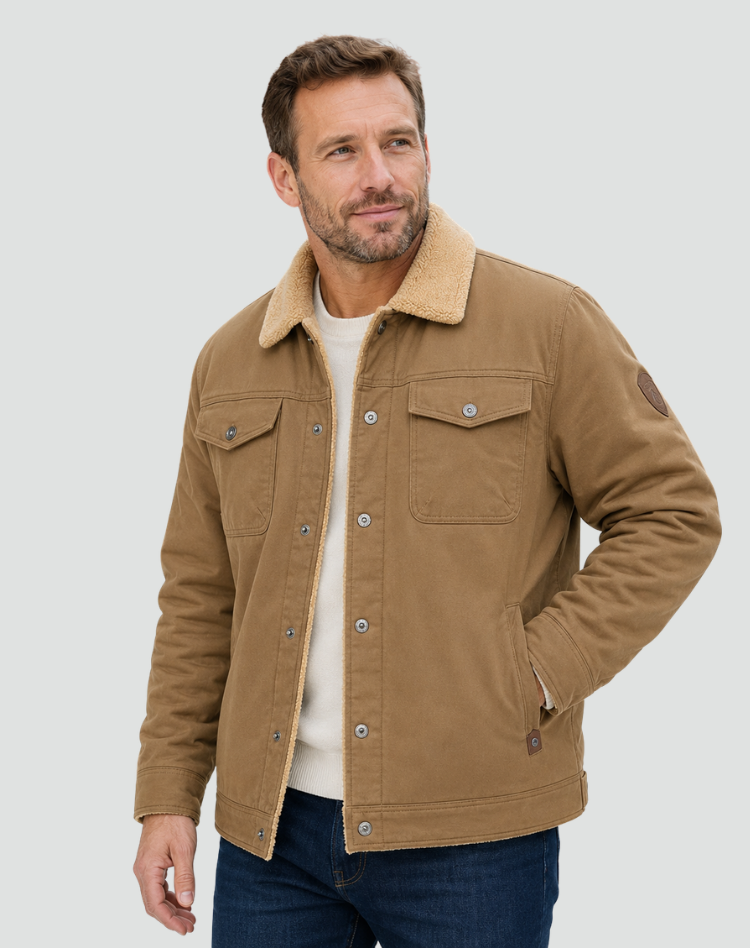 Sherpa Fleece Jas Heren Gevoerd Drukknopen Borstzakken