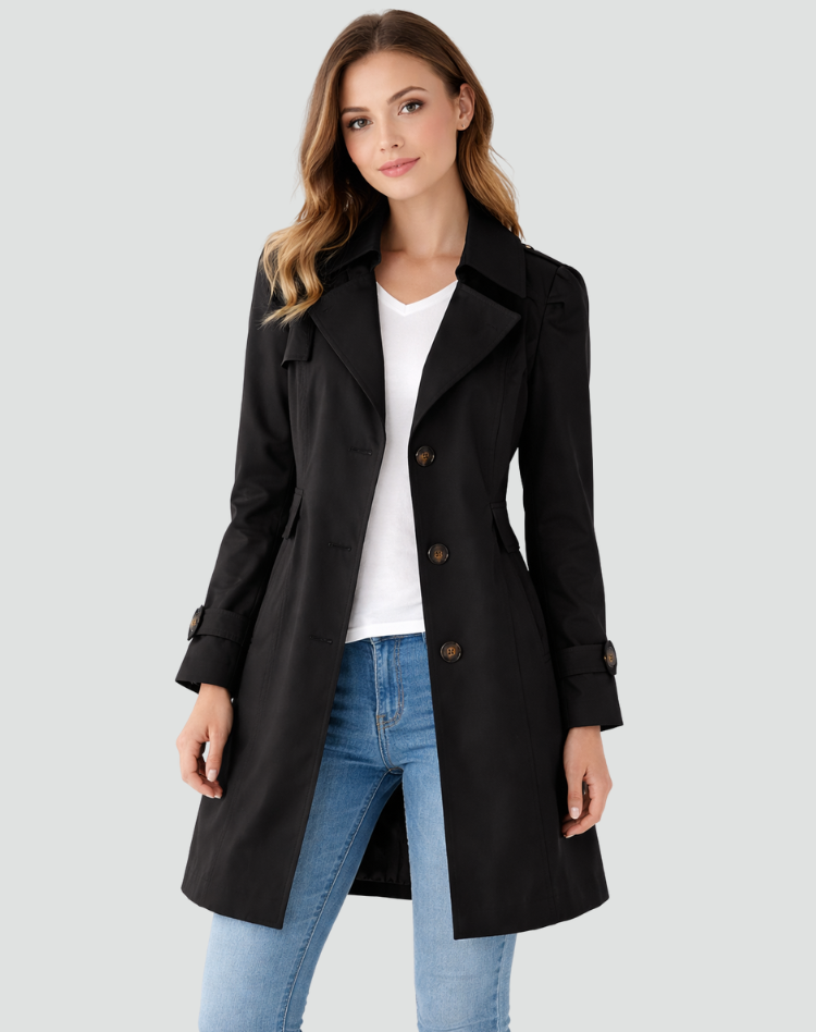 Trenchcoat Dames Slim Fit Lichtgewicht Klassiek Kraag met Revers