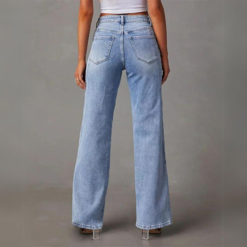 Wijde Pijpen Jeans Voor Dames Met Hoge Taille Pasvorm