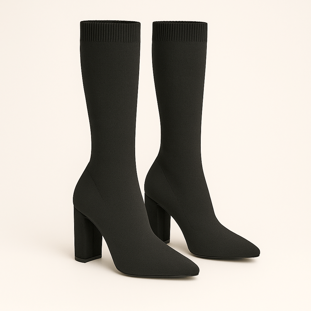 Knee-High Sock Fit Boots Voor Dames Met Pointed Toe