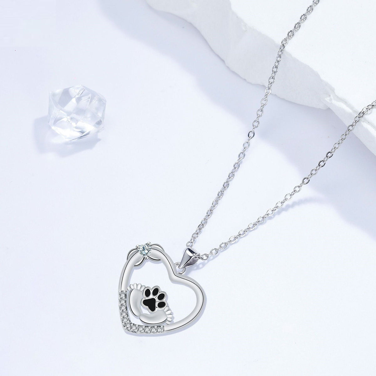 Little Feet Hondenpootafdruk Ketting en Zirkonia