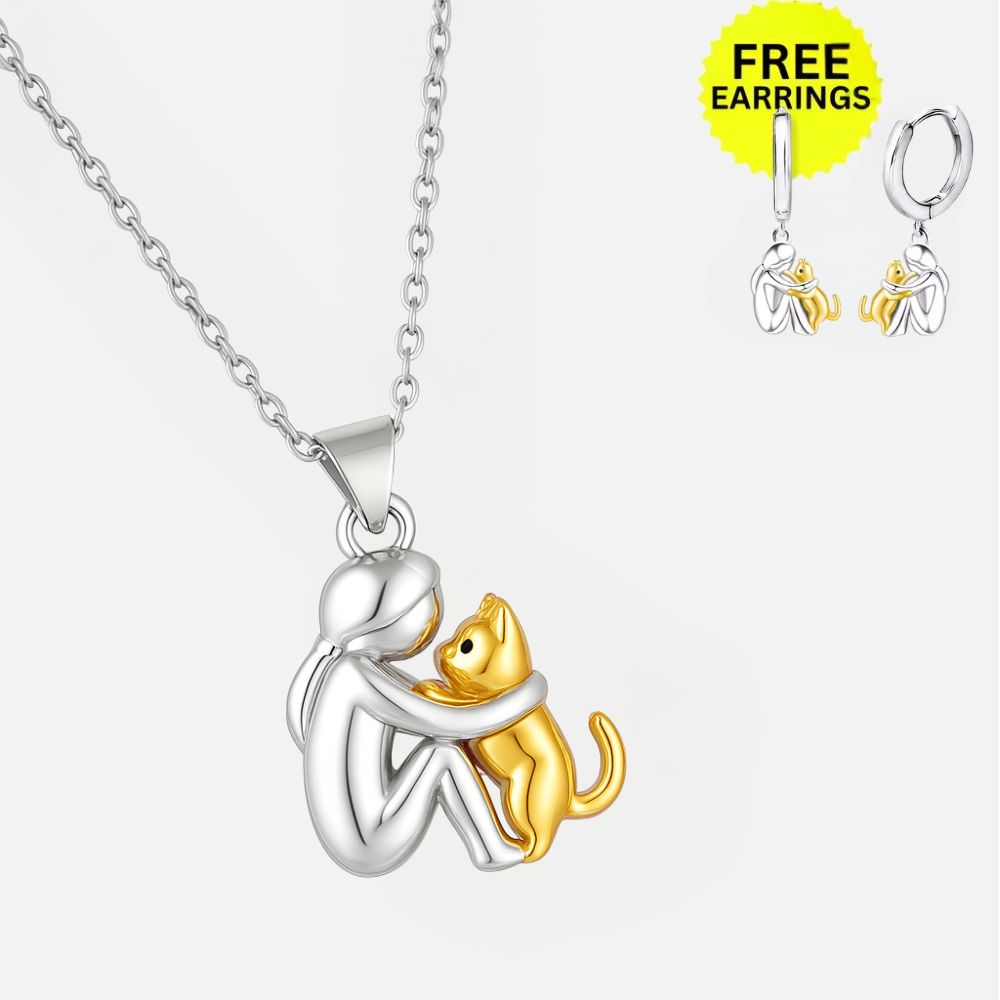 Kat Knuffel Hanger Ketting met Bonus Oorbellen – Beperkte Tijd Aanbieding