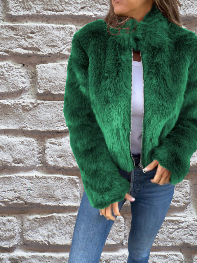Faux Fur Winterjas Dames Kort Gevoerd Warm