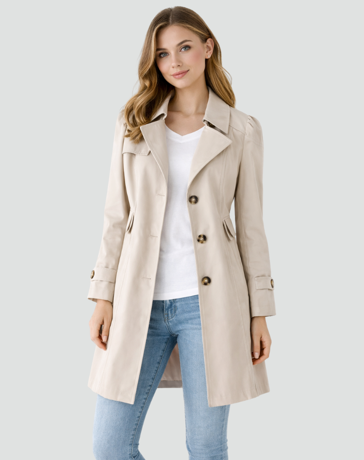 Trenchcoat Dames Slim Fit Lichtgewicht Klassiek Kraag met Revers