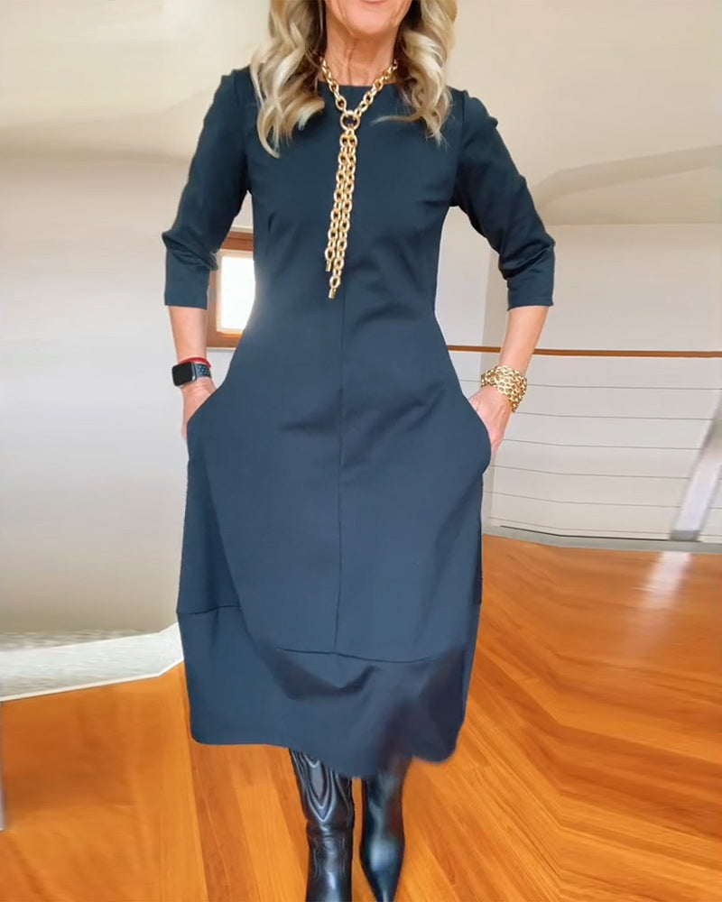 Elegante Vintage Maxi Jurk Voor Vrouwen Met Zakken