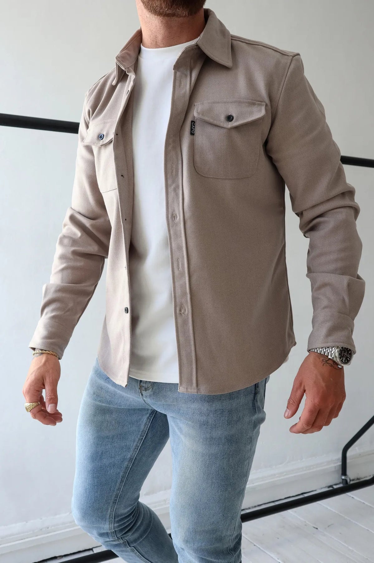 Heren Overshirt Jas Borstzakken Lente Herfst Casual Lichtgewicht