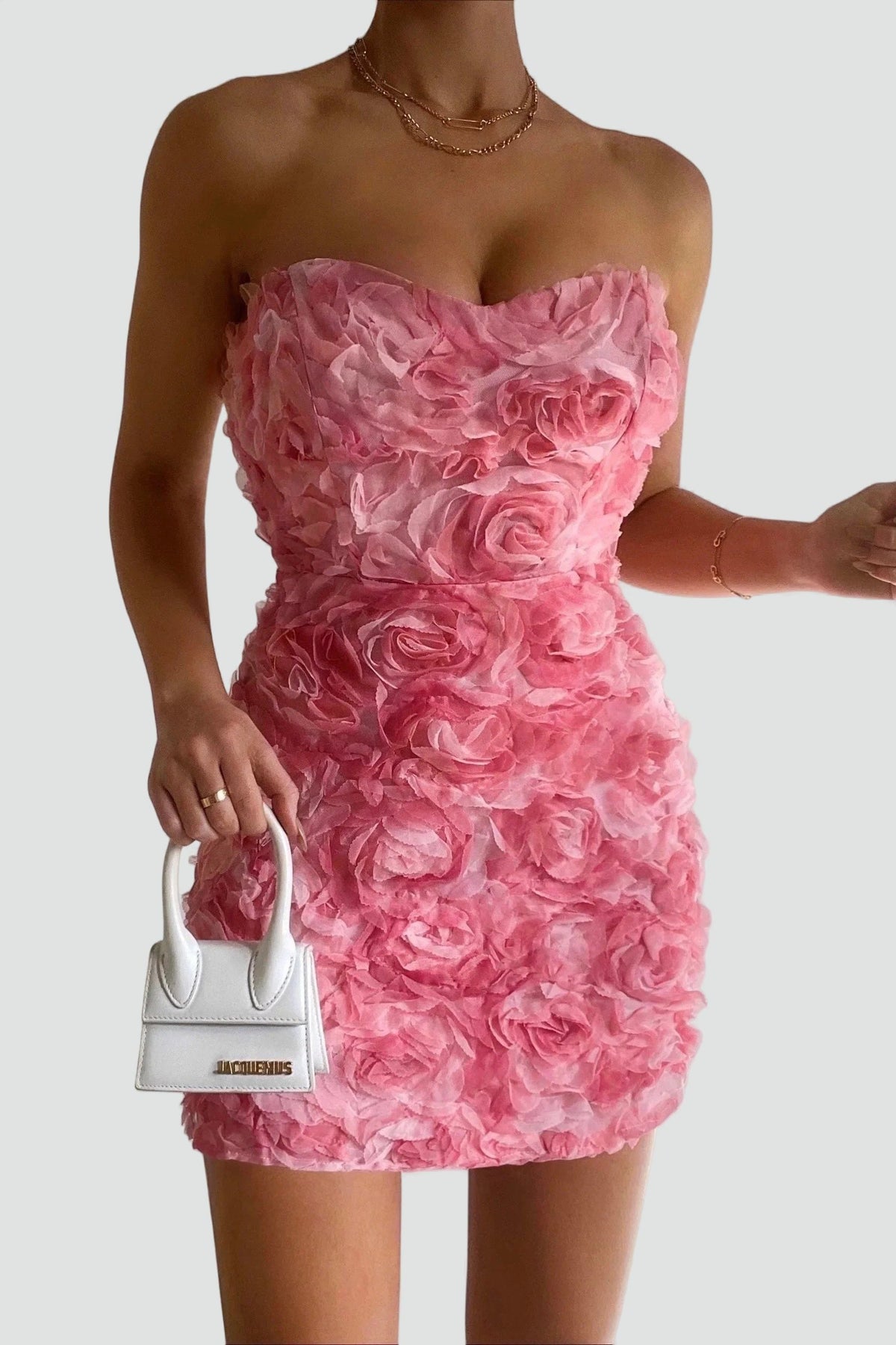Strapless Trouwjurk Voor Vrouwen Met Hoge Taille En Bloemmotief