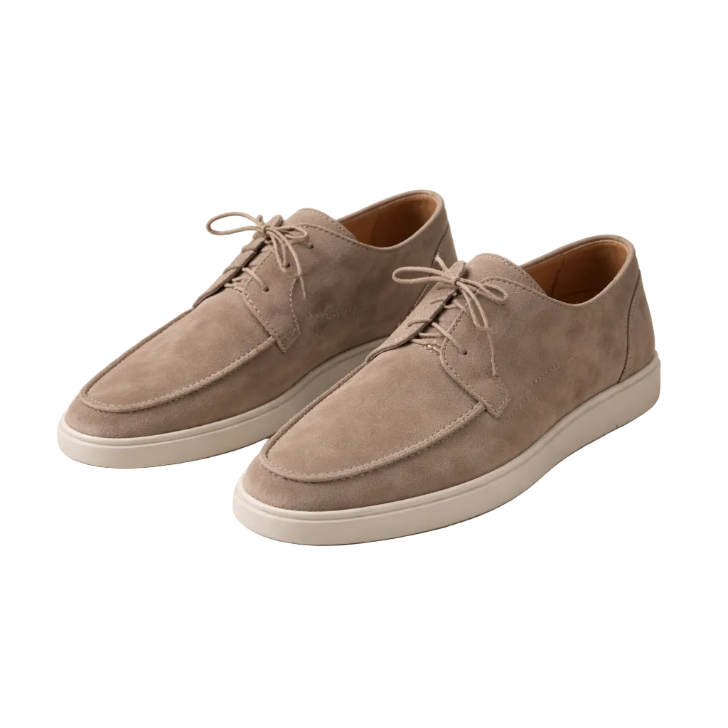 Loafers Suede Heren Regular Fit Leer Vetersluiting Gesloten Neus