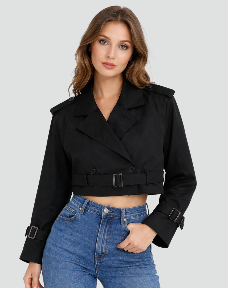 Trenchcoat Dames Regular Fit Katoen Korte Pasvorm
