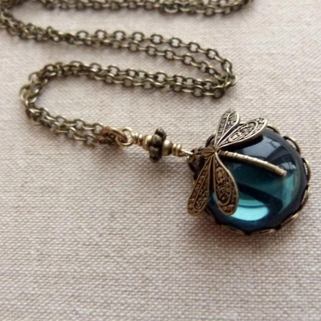 Prachtige Vintage Libelle Halsketting met Bonus Oorbellen – Tijdelijke Aanbieding