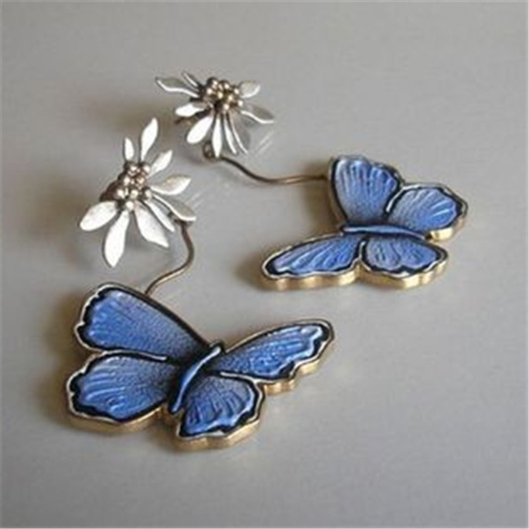 Vintage Blauwe Vlinder Oorbellen