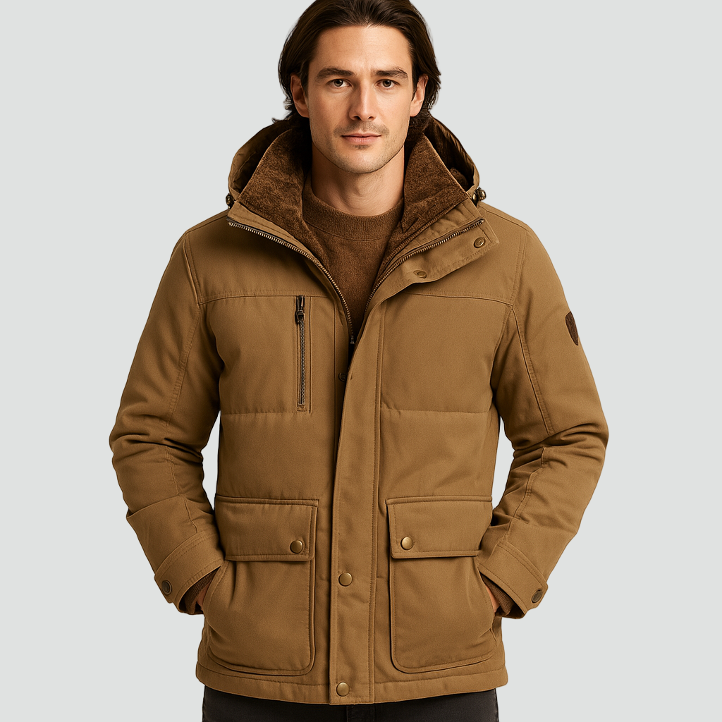 Fleece Gevoerde Winterjas Heren Afneembare Capuchon