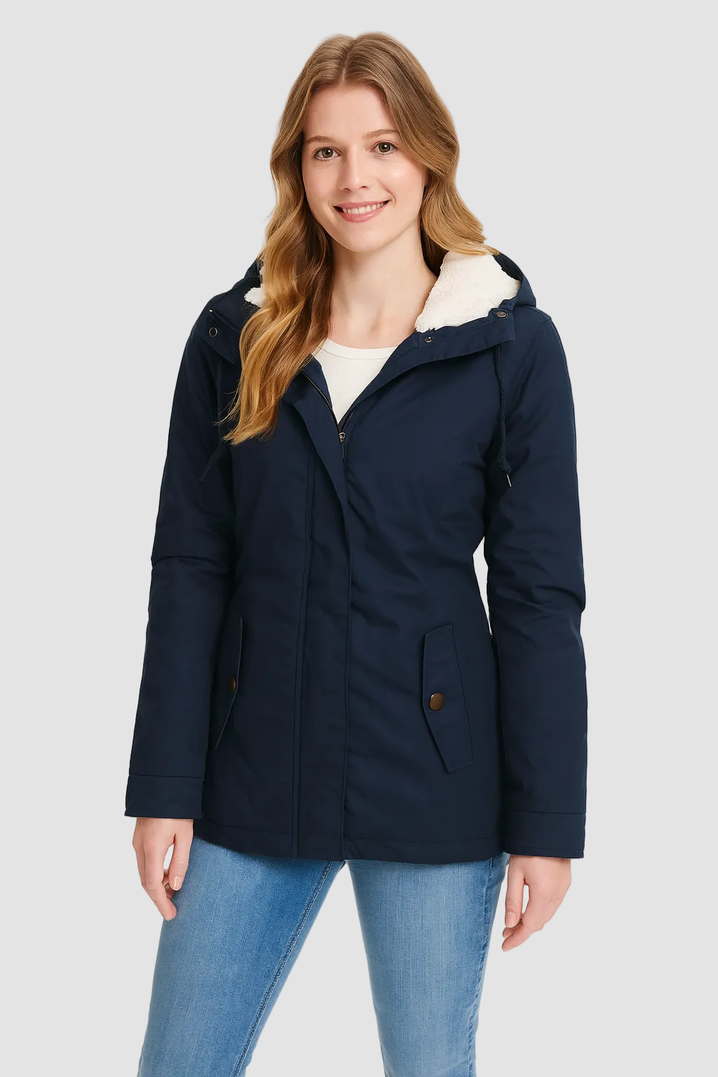 Winterjas Dames Capuchon Fleece Gevoerd Warm