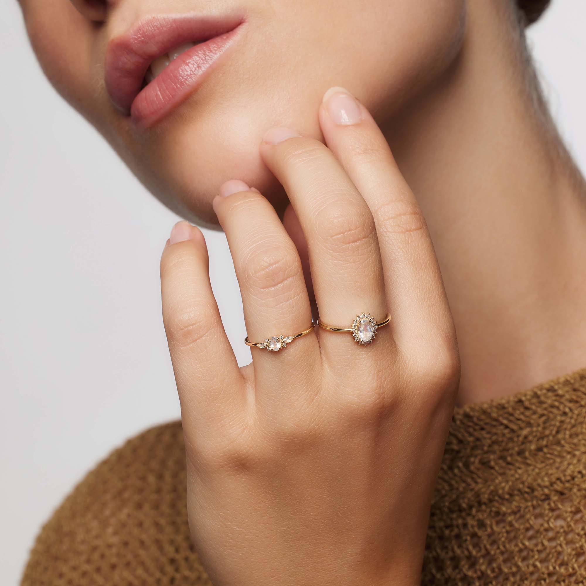 Gouden opaal ring met diamant