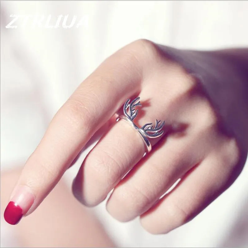 Sterling Zilveren Gewei Ring