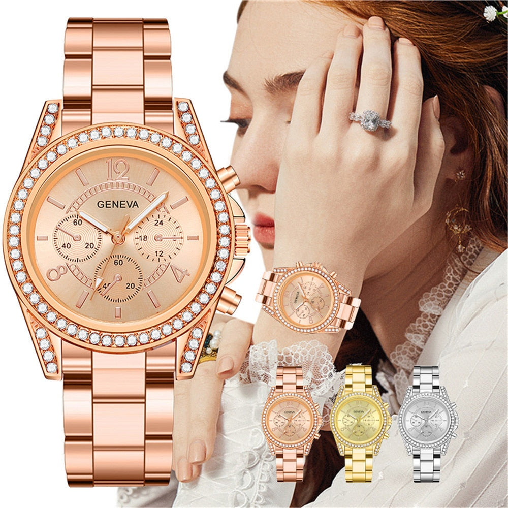 Elegante gouden horloge met subtiele parel