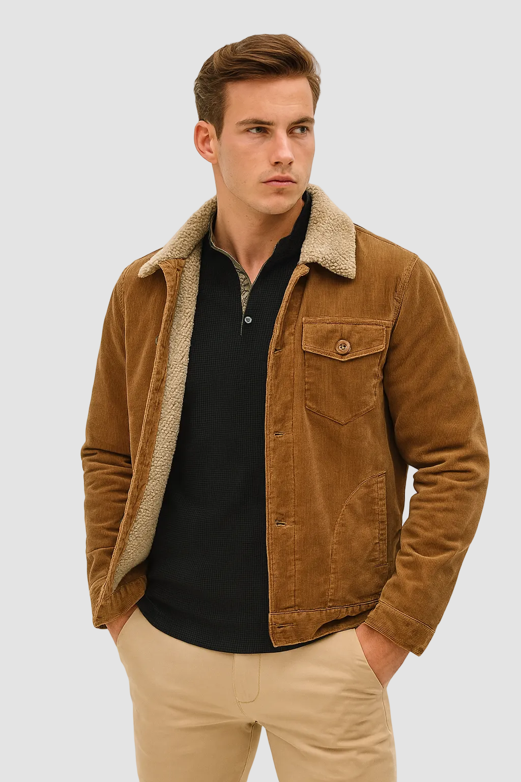 Fleece Gevoerde Winterjas Heren Diepe Zakken Warm