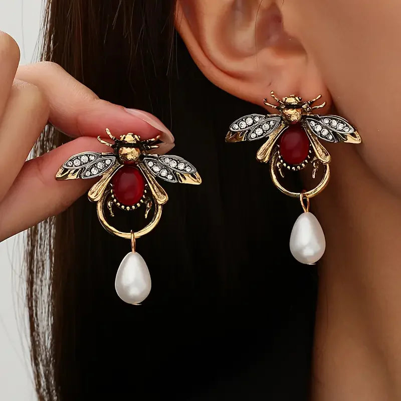 Vintage Bijen Dangle Oorbellen