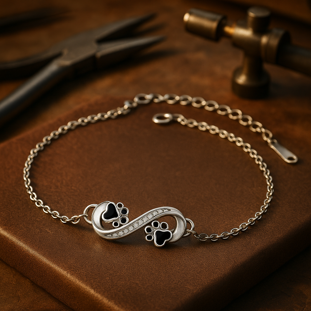 Oneindig Symbool Hanger Huisdier Poot Armband met Zirconia
