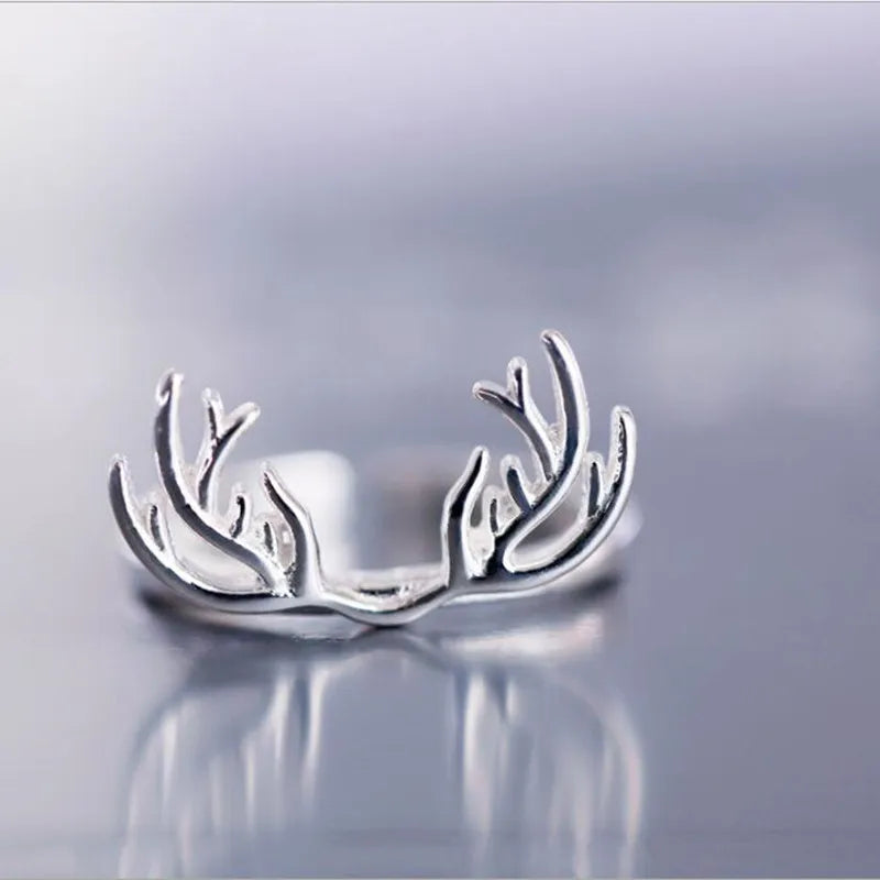 Sterling Zilveren Gewei Ring