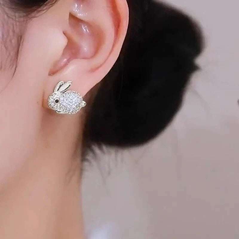 Schattige Konijn Crystal Stud Oorbellen