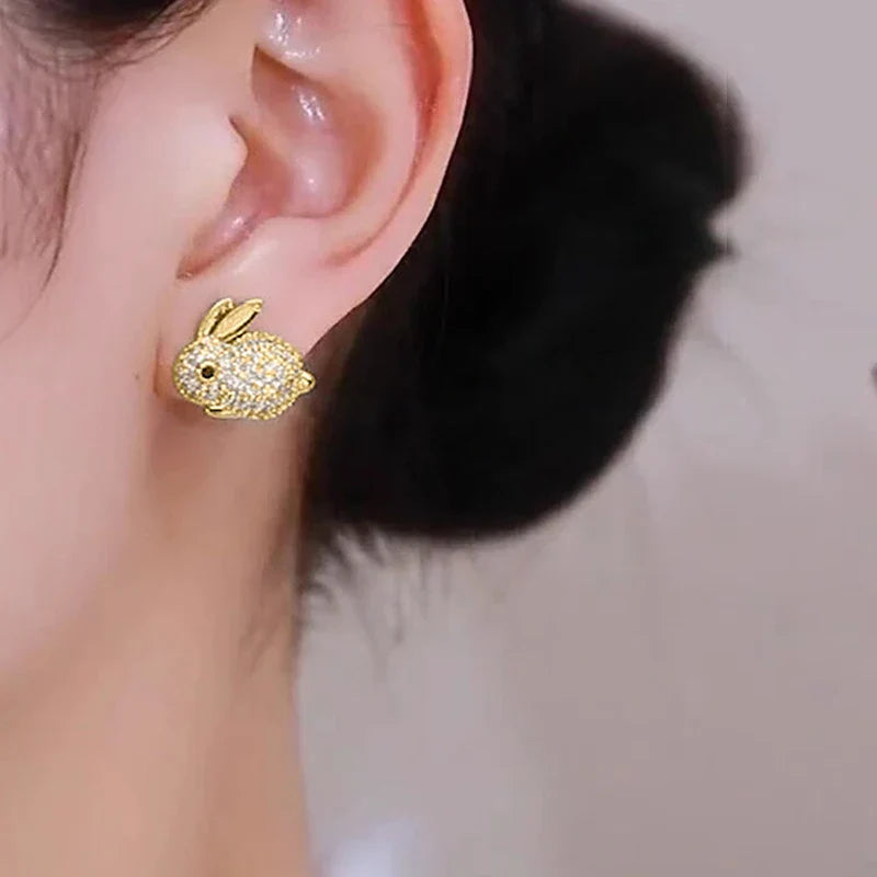 Schattige Konijn Crystal Stud Oorbellen