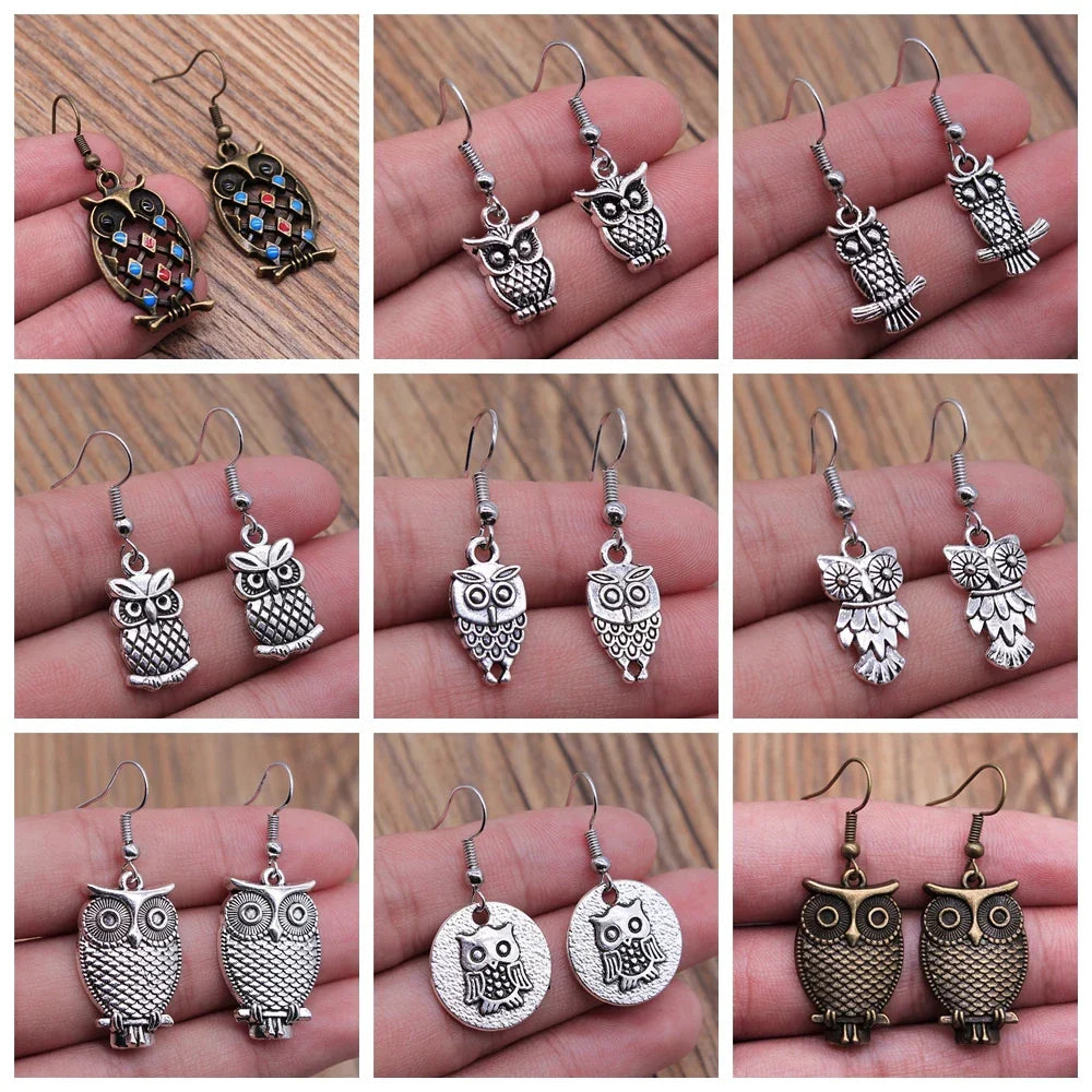 Vintage Uil Boheemse Dangle Oorbellen