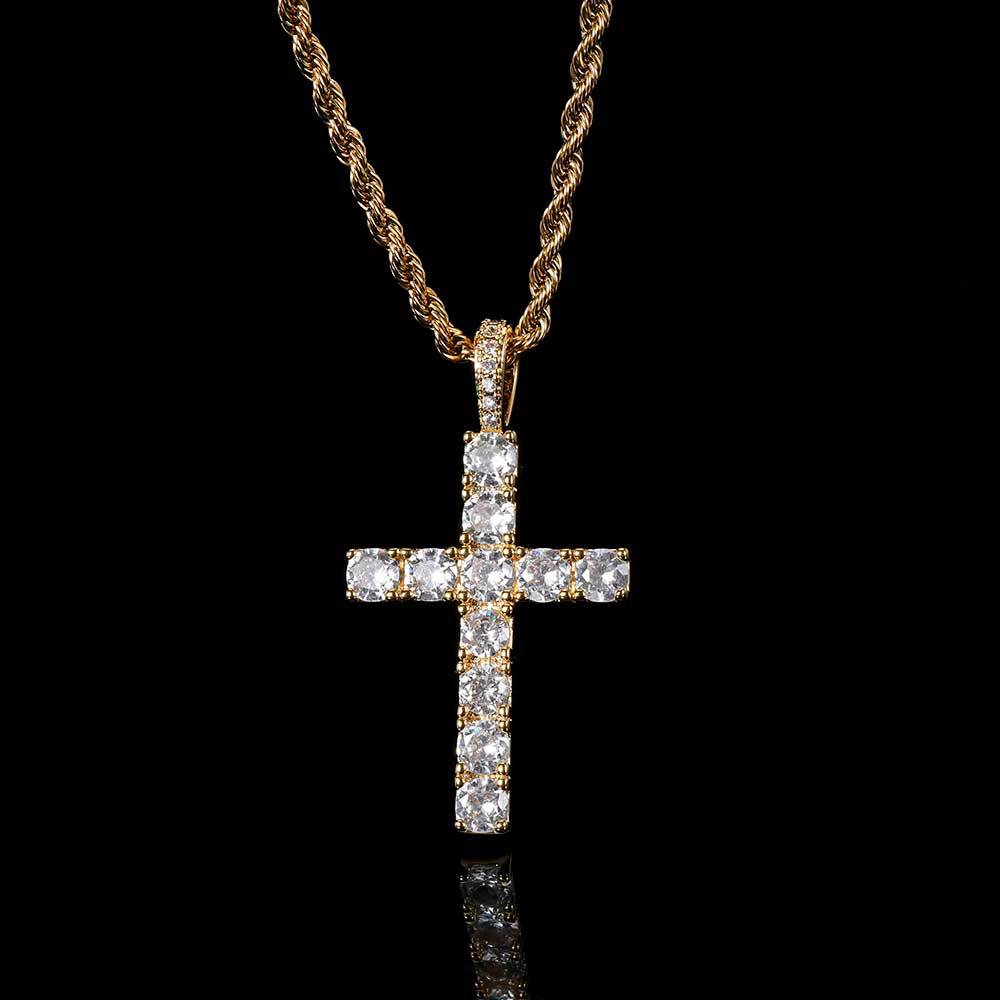Vertrouwen - Gouden moissaniet kruis ketting
