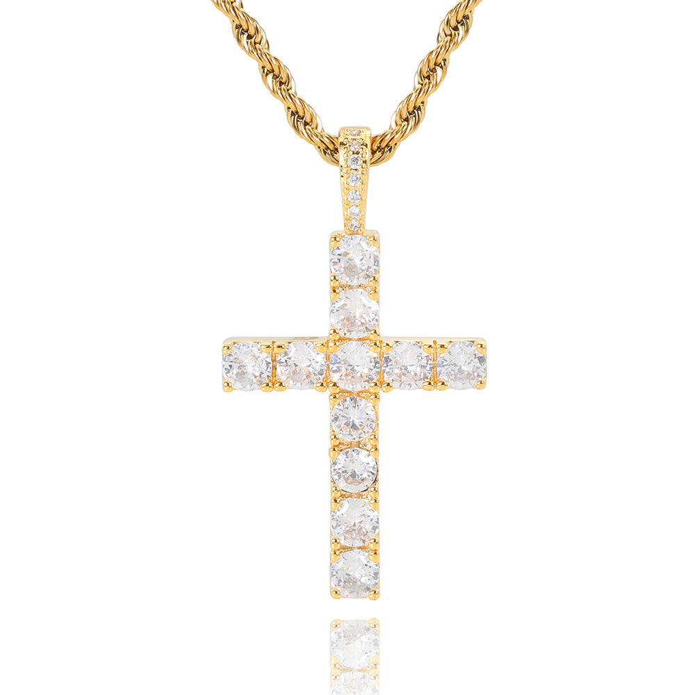 Vertrouwen - Gouden moissaniet kruis ketting
