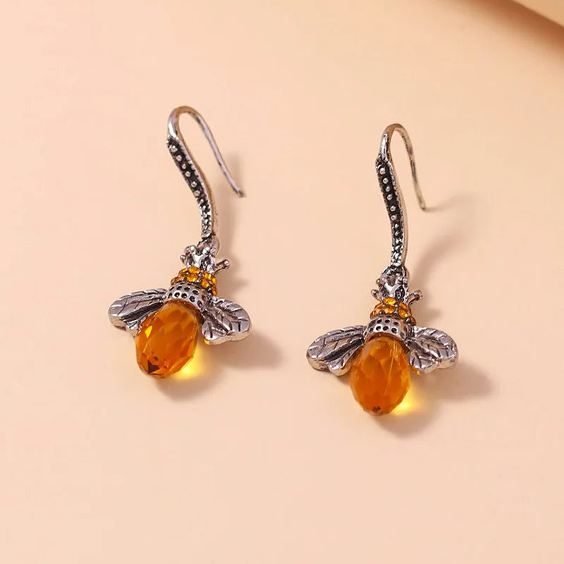 Vintage Bijen Ketting & Oorbellen Set