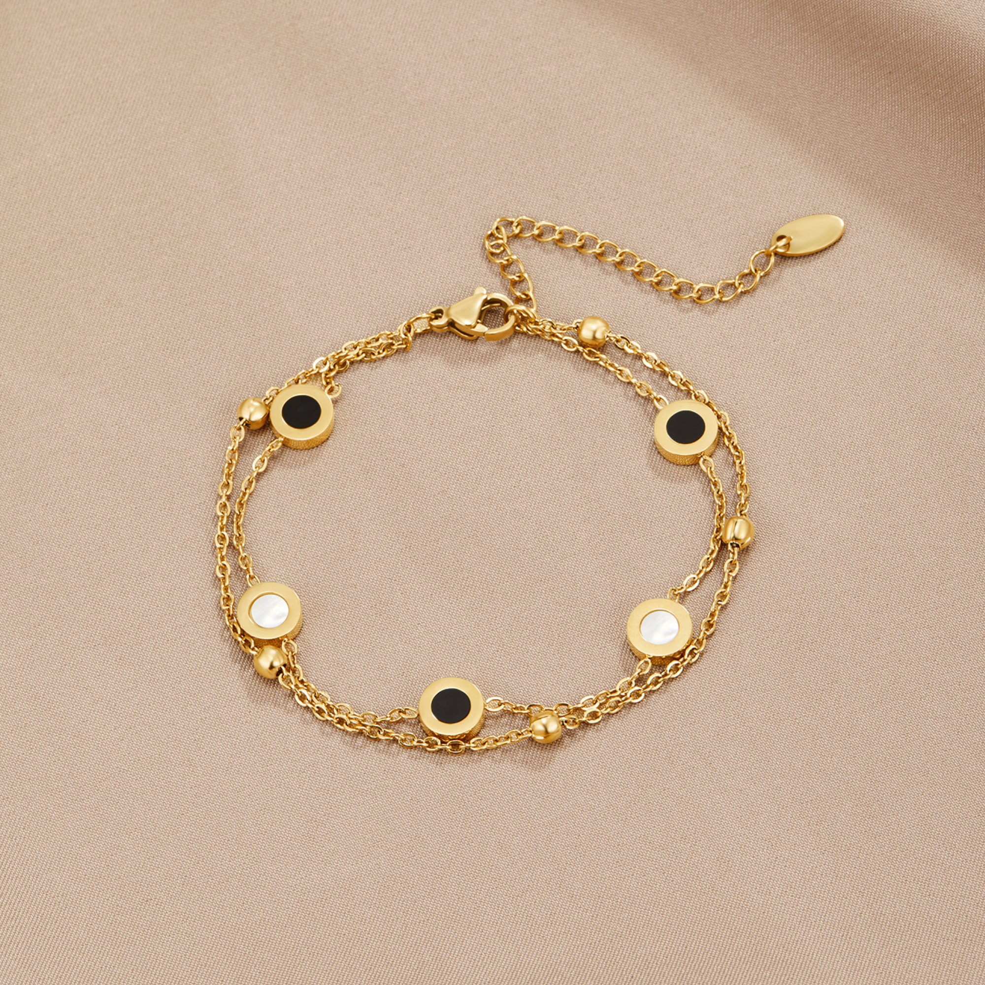 Elegante onyx en witte steen armband