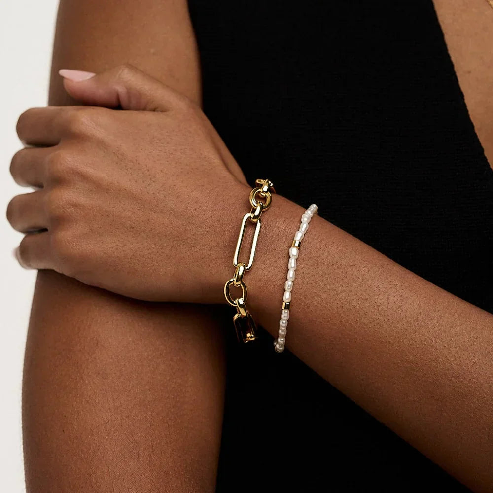 Elegante T-Bar armband in wit goud