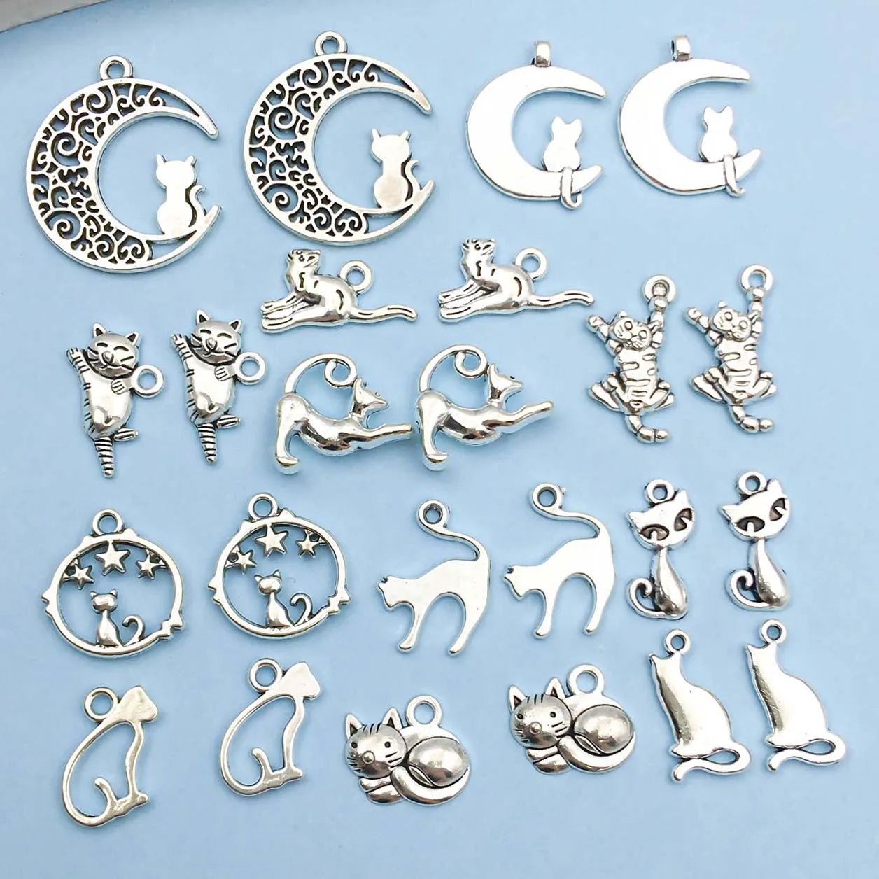 Vintage Zilveren Kat Charms Collectie