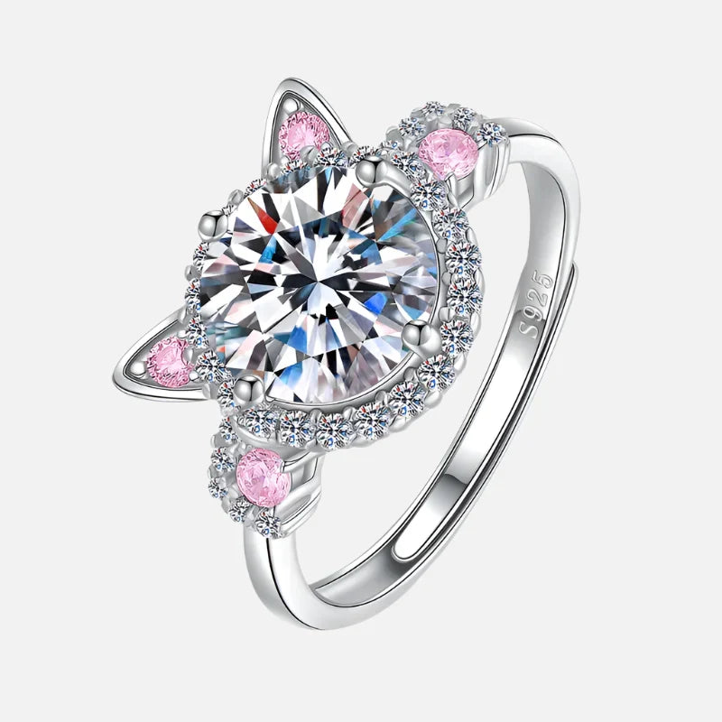 Verstelbare Kattenoren Ring met Zirconia